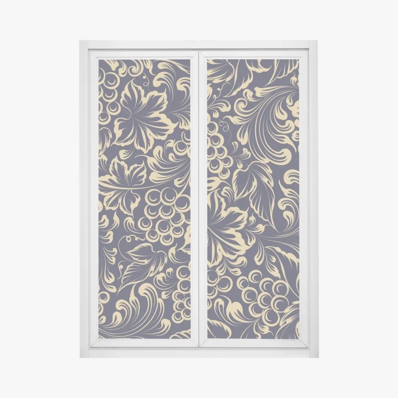 Window decal elegant baroque grape pattern in gold