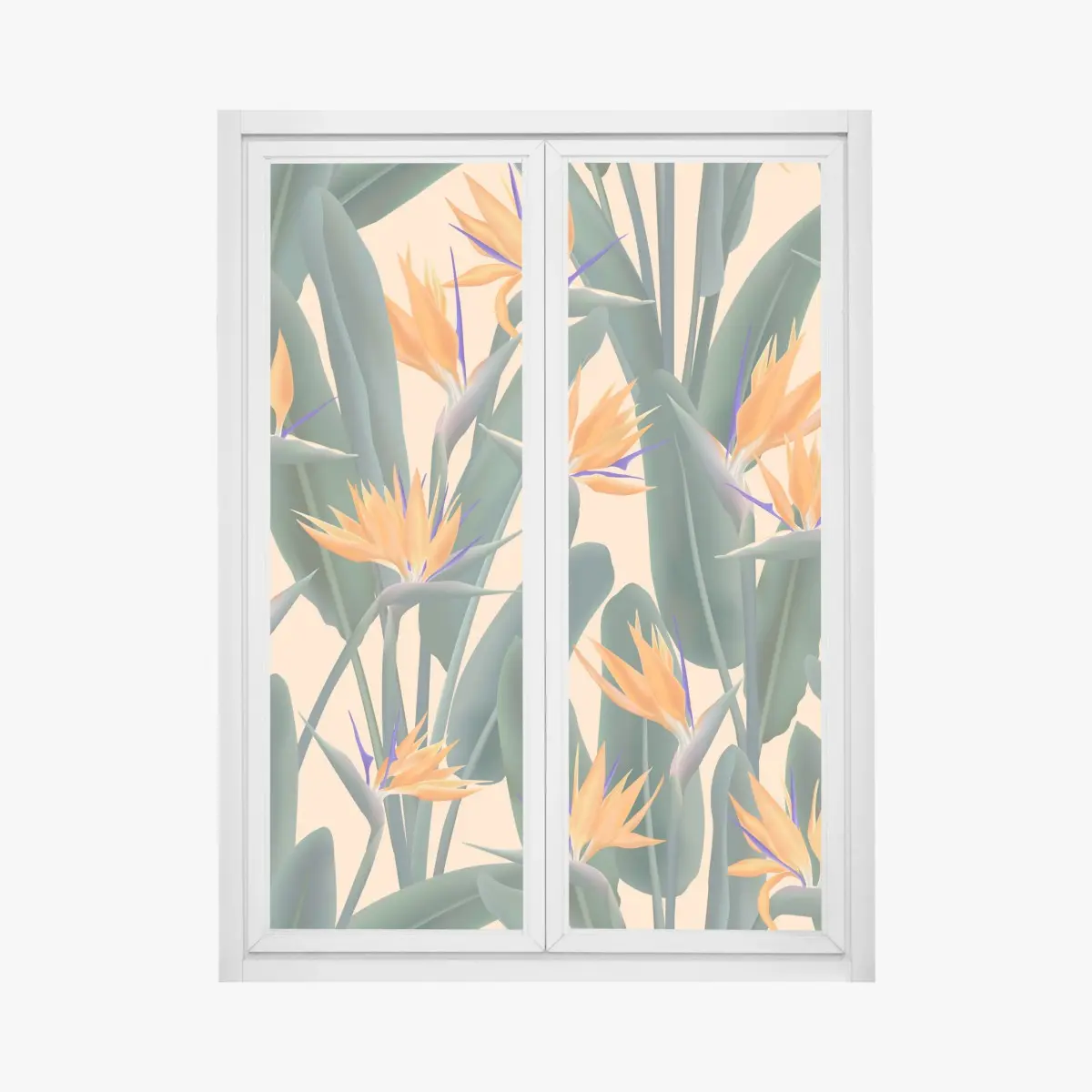 Window decal tropical bird of paradise floral pattern • Wallissimo® Window decal tropical bird of paradise floral pattern • Wallissimo®