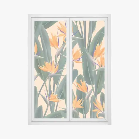 Window decal tropical bird of paradise floral pattern • Wallissimo®