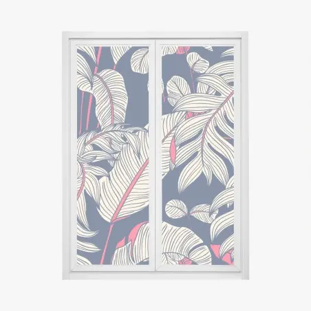 Window decal navy tropical leaves pattern • Wallissimo®