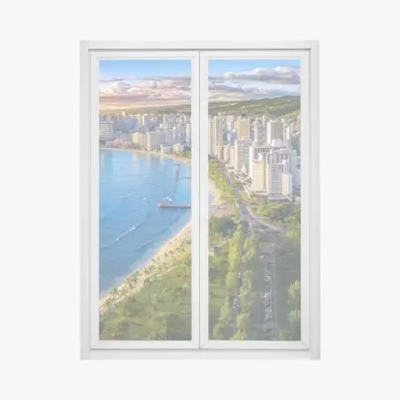 Window decal coastal city skyline at sunset • Wallissimo®