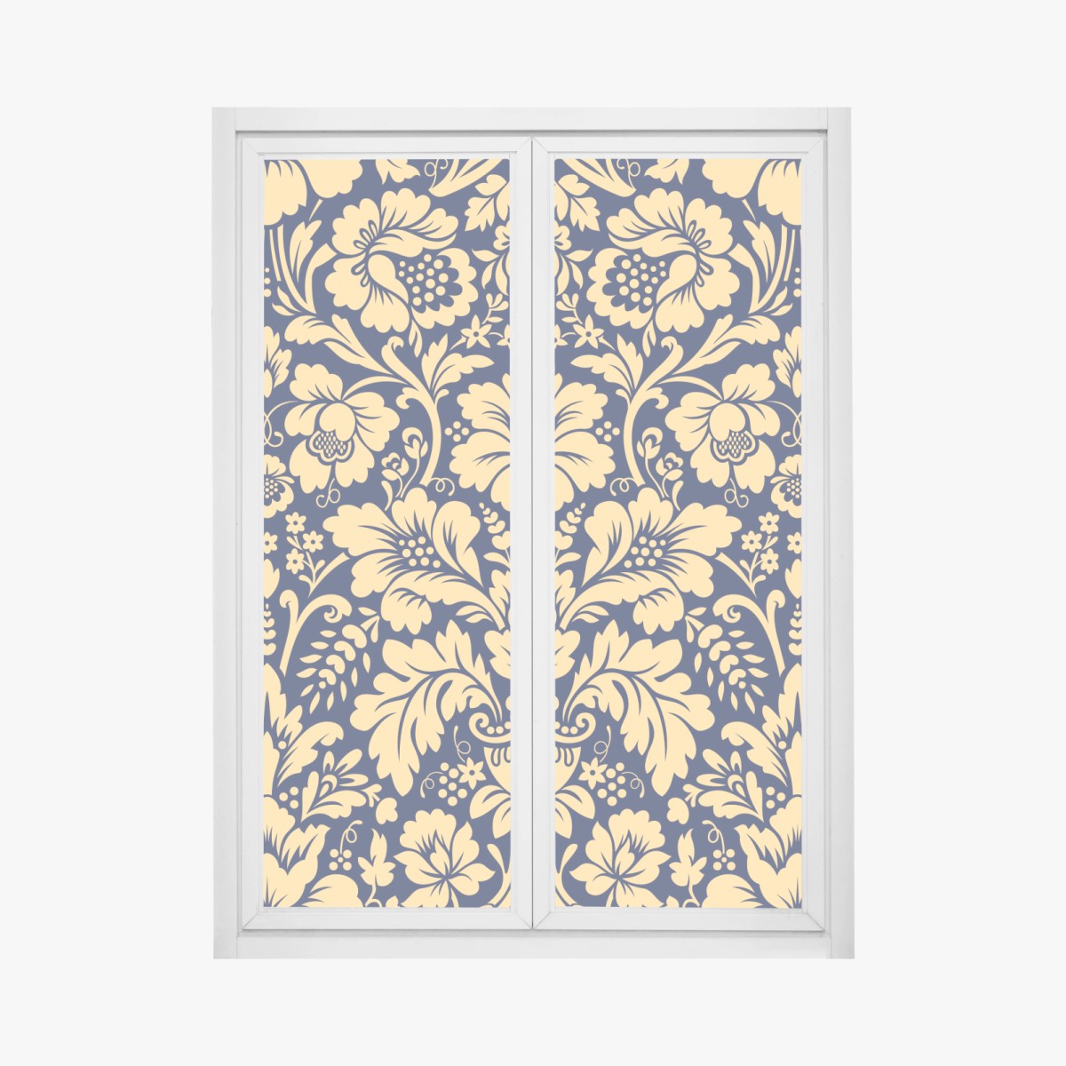 Window decal navy and beige damask floral pattern • Wallissimo® Window decal navy and beige damask floral pattern • Wallissimo®