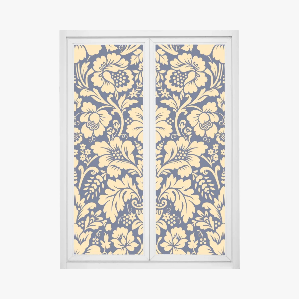 Window decal navy and beige damask floral pattern • Wallissimo® Window decal navy and beige damask floral pattern • Wallissimo®