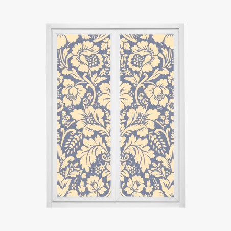 Window decal navy and beige damask floral pattern • Wallissimo®