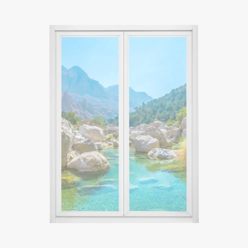 Window decal turquoise mountain oasis