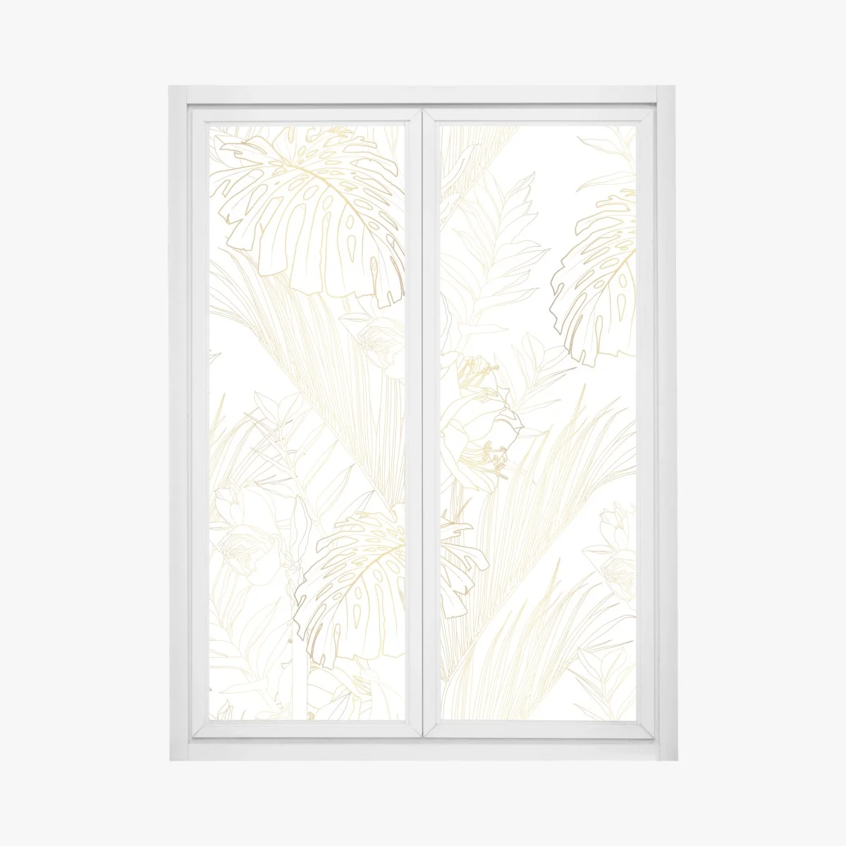 Window decal golden tropical leaves pattern • Wallissimo® Window decal golden tropical leaves pattern • Wallissimo®