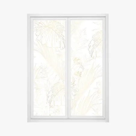 Window decal golden tropical leaves pattern • Wallissimo®