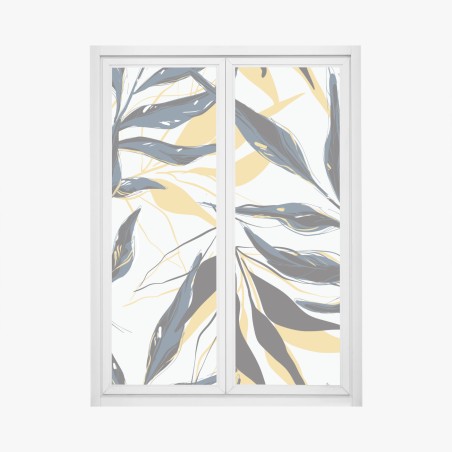 Window decal navy and gold botanical leaf pattern • Wallissimo®