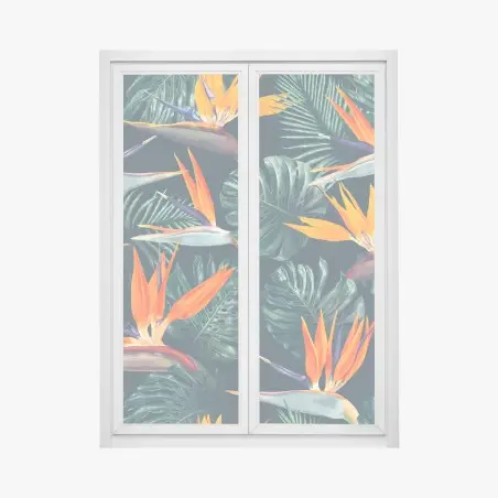 Window decal tropical bird of paradise botanical pattern • Wallissimo®