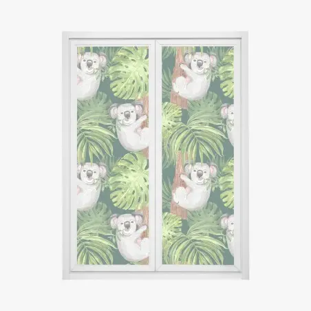 Window decal cute watercolor koala and tropical leaves pattern • Wallissimo®