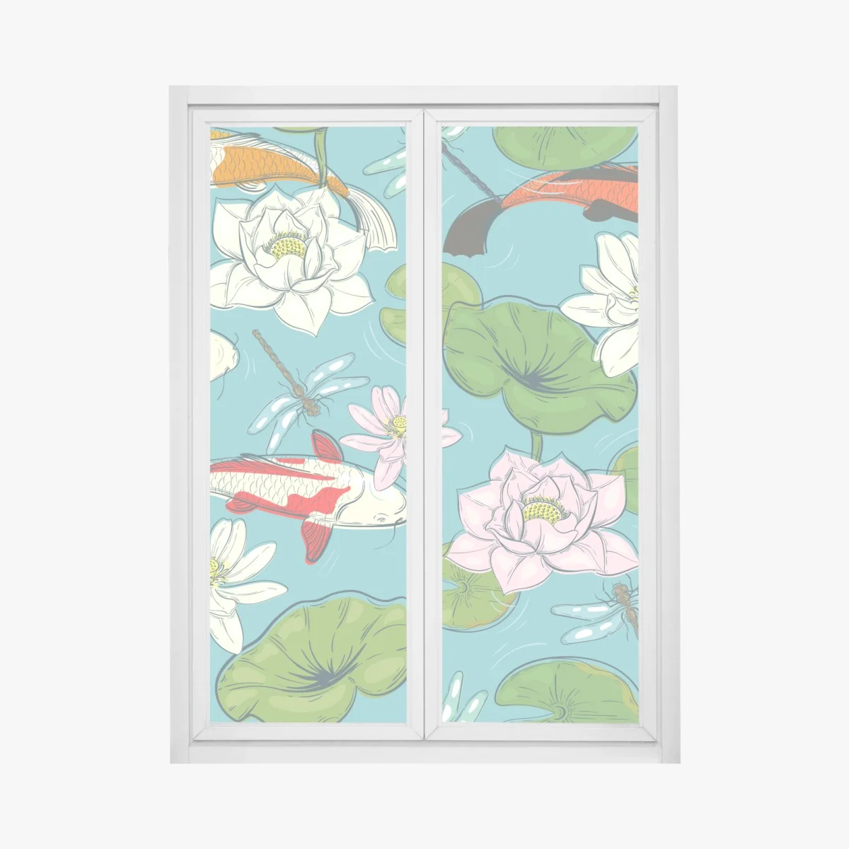 Window decal tranquil koi pond illustration • Wallissimo® Window decal tranquil koi pond illustration • Wallissimo®