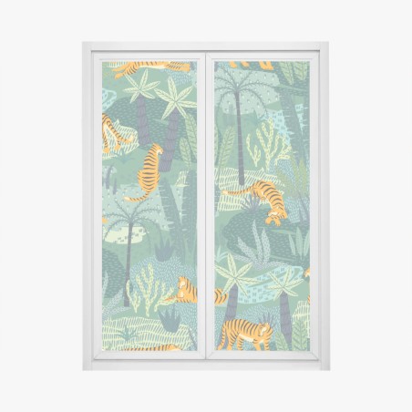 Window decal playful jungle tigers pattern • Wallissimo®