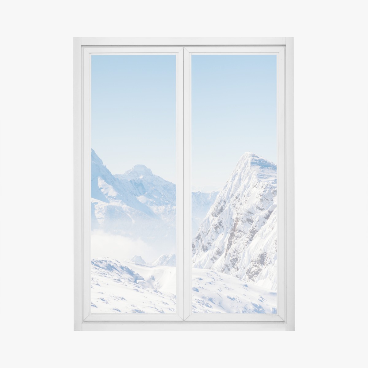 Window decal serene snow-capped mountain panorama • Wallissimo® Window decal serene snow-capped mountain panorama • Wallissimo®