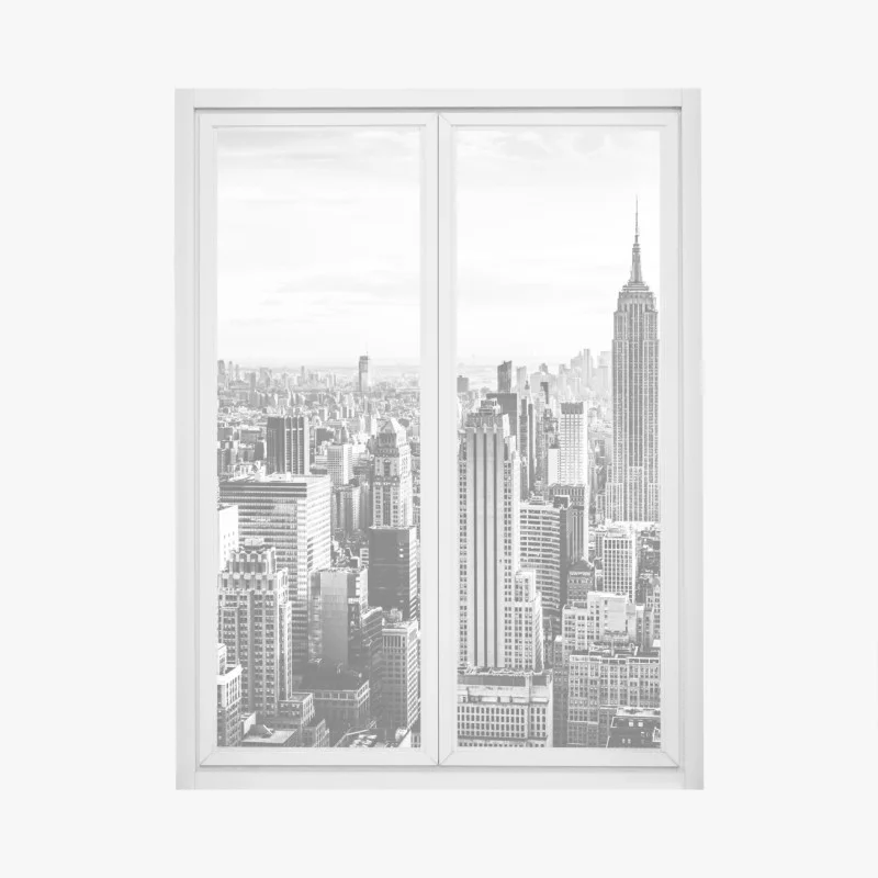 Window decal New York skyline in monochrome