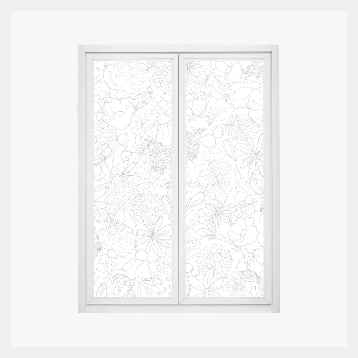 Window decal delicate hand-drawn floral line pattern ⁕ Wallissimo® Window decal delicate hand-drawn floral line pattern ⁕ Wallissimo®