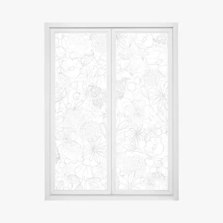 Window decal delicate hand-drawn floral line pattern • Wallissimo®