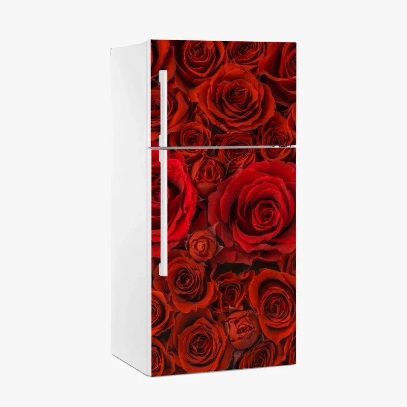 Fridge sticker lush red rose collage
