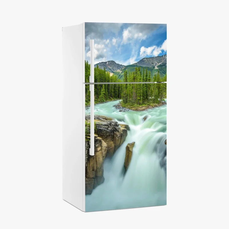 Fridge sticker misty river gorge at Upper Sunwapta Falls, Jasper National Park
