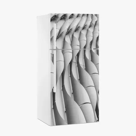 Fridge sticker architectural wave pattern in grayscale • Wallissimo®
