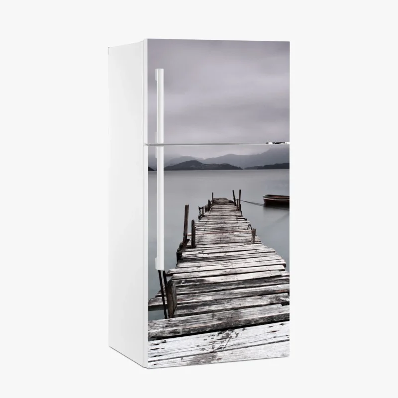 Fridge sticker quiet wooden pier over calm sea