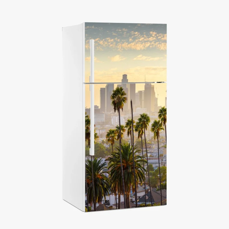 Fridge sticker golden Los Angeles skyline with palm trees
