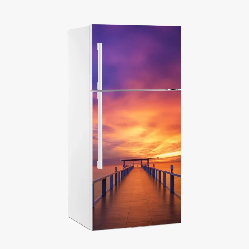 Fridge sticker sunset pier at island beach
