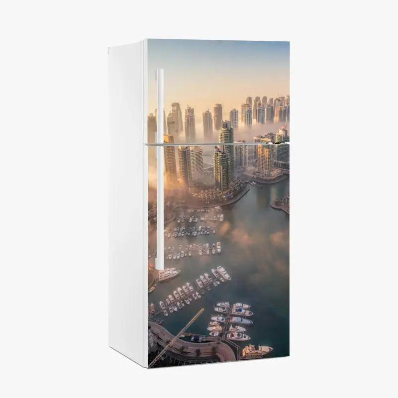 Fridge sticker Dubai marina sunset skyline