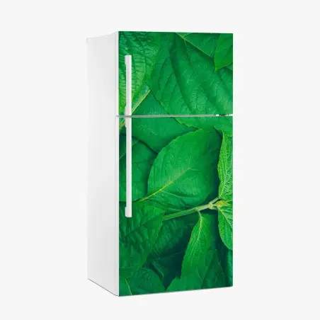 Fridge sticker lush green leaves texture • Wallissimo®