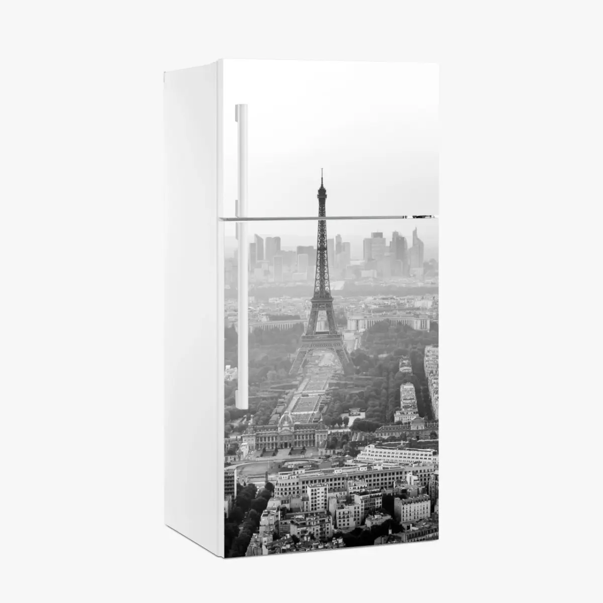 Fridge sticker elegant Eiffel Tower aerial skyline in grayscale • Wallissimo® Fridge sticker elegant Eiffel Tower aerial skyline in grayscale • Wallissimo®
