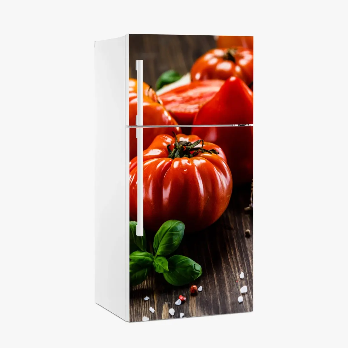 Fridge sticker ripe heirloom tomatoes on a rustic wooden table ⁕ Wallissimo® Fridge sticker ripe heirloom tomatoes on a rustic wooden table ⁕ Wallissimo®