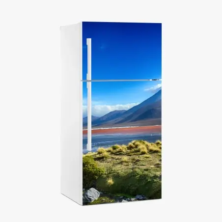 Fridge sticker serene mountain lagoon landscape • Wallissimo®