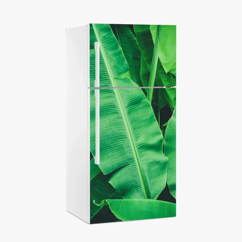 Fridge sticker lush tropical banana leaves