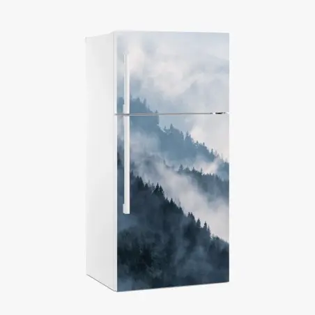 Fridge sticker mist-covered mountain ridges • Wallissimo®