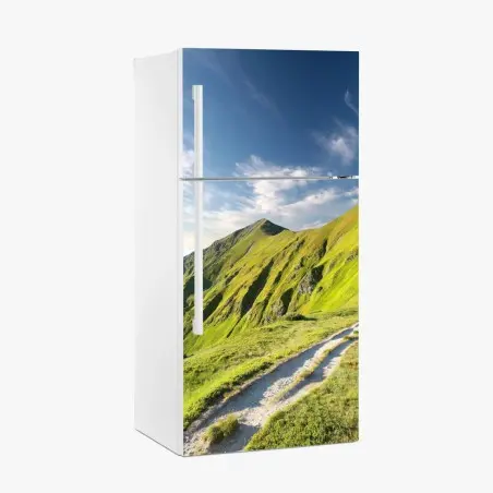 Fridge sticker sunlit mountain ridge trail • Wallissimo®