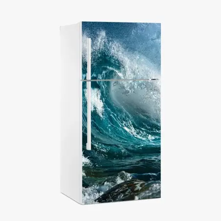 Fridge sticker turquoise ocean wave in motion • Wallissimo®