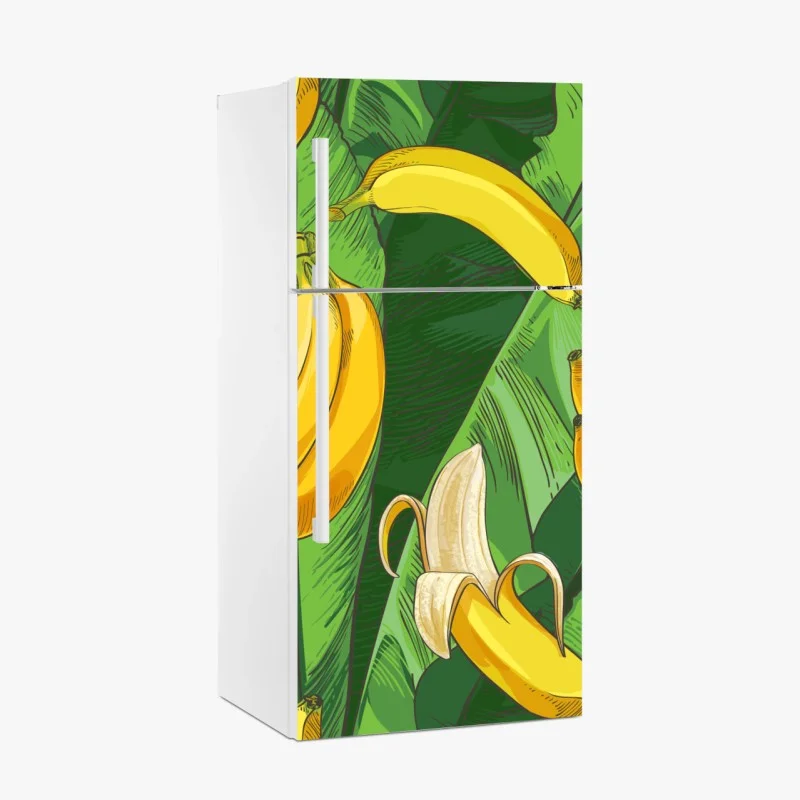 Fridge sticker tropical banana pattern with banana leaves