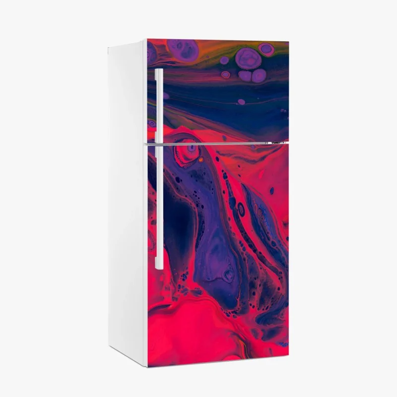Fridge sticker vibrant pink abstract fluid art