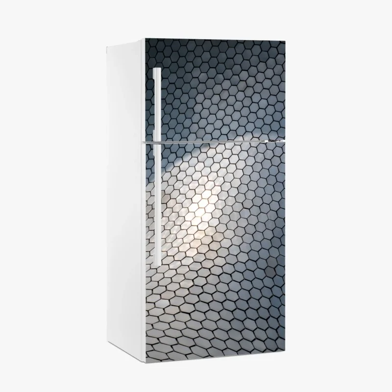 Fridge sticker metallic hexagon geometric facade