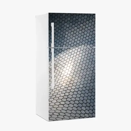 Fridge sticker metallic hexagon geometric facade • Wallissimo®