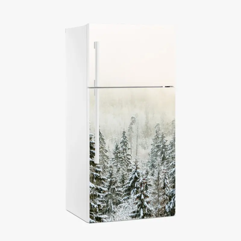 Fridge sticker winter forest in soft fog