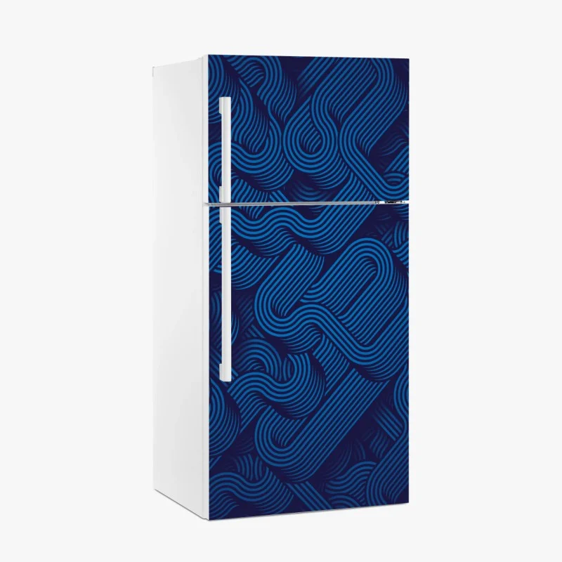Fridge sticker deep blue abstract line pattern