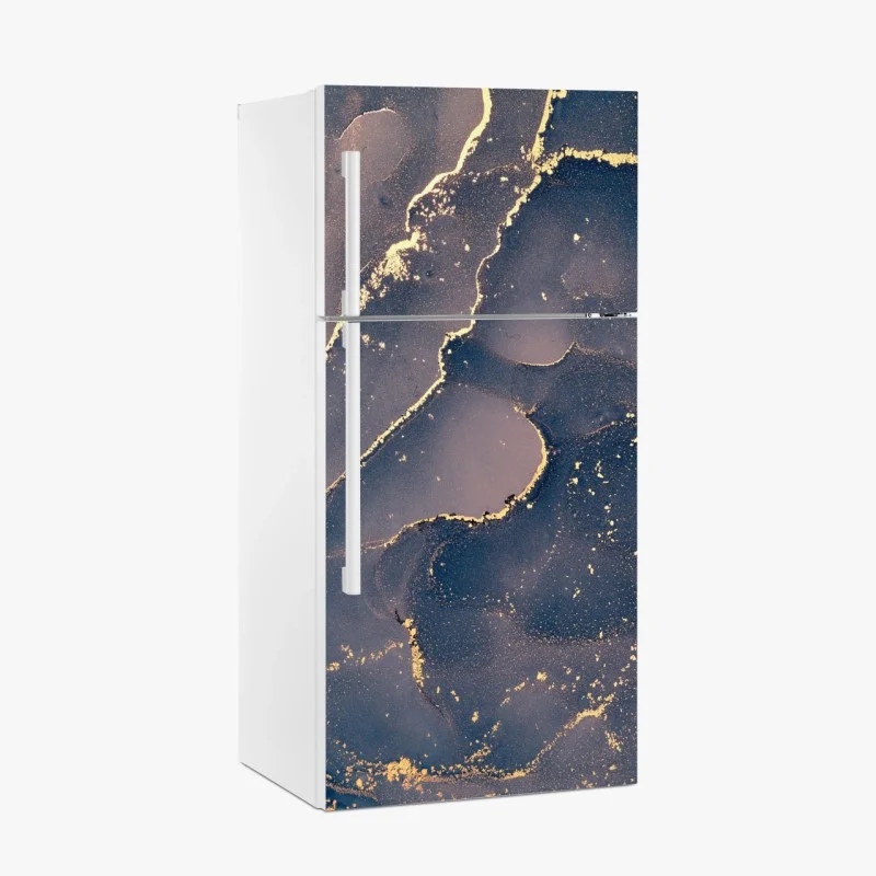 Fridge sticker navy and gold marble abstract
