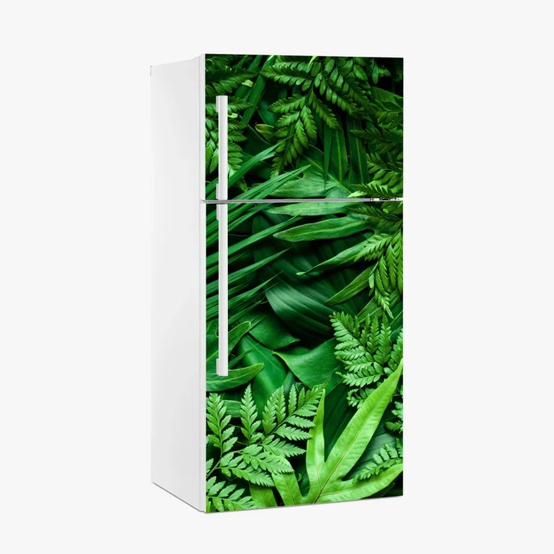 Fridge sticker lush green foliage pattern