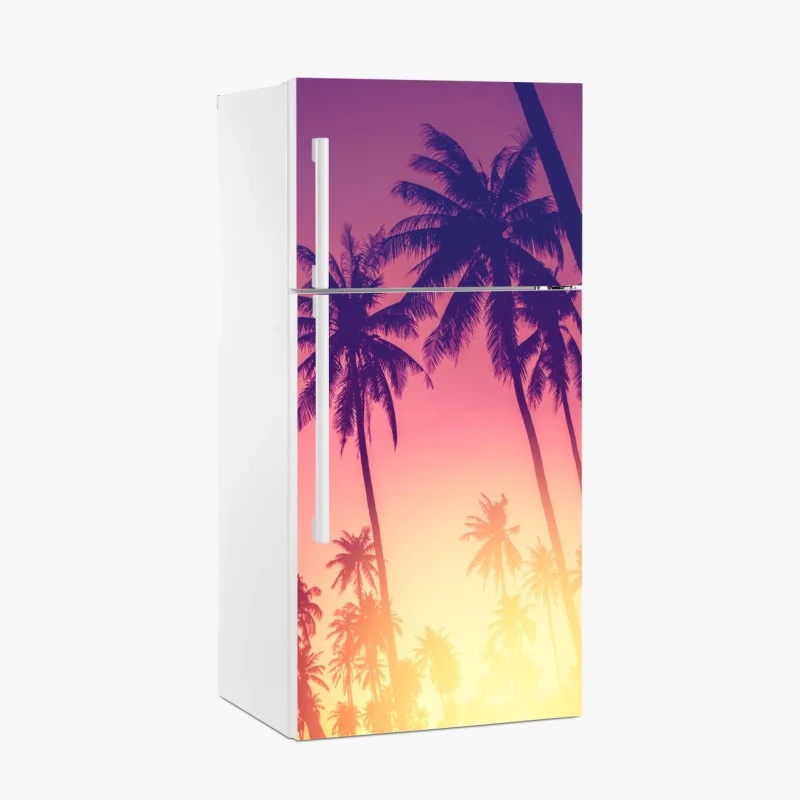 Fridge sticker tropical palm sunset silhouette