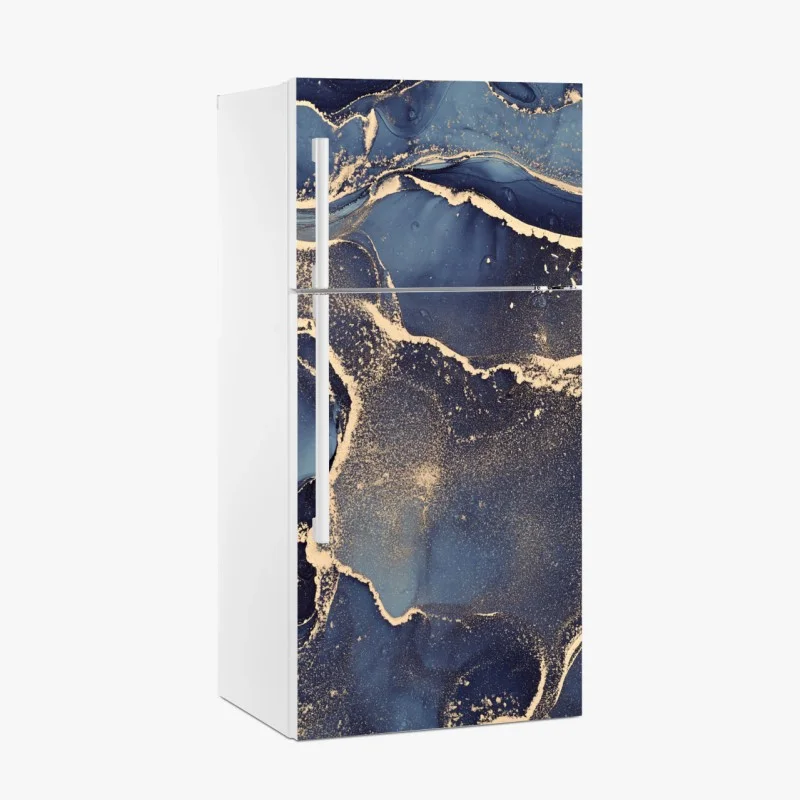 Fridge sticker dreamy navy and gold fluid art