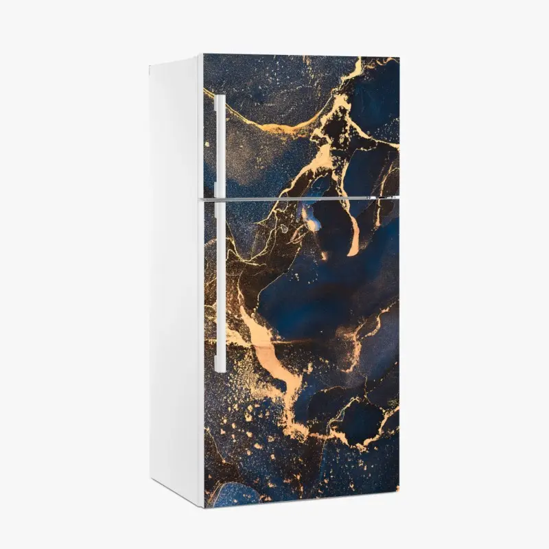 Fridge sticker monochrome layered mountain waves • Wallissimo®