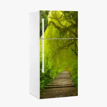Fridge sticker mystical green forest path • Wallissimo®