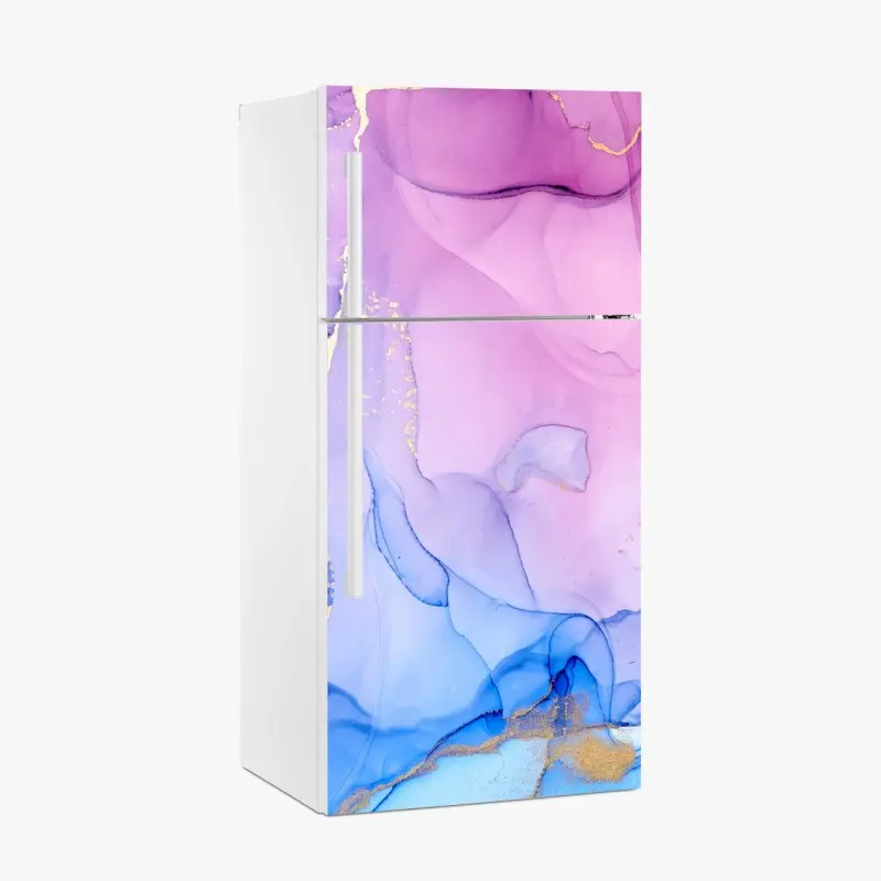 Fridge sticker soft turquoise geometric wave pattern • Wallissimo®