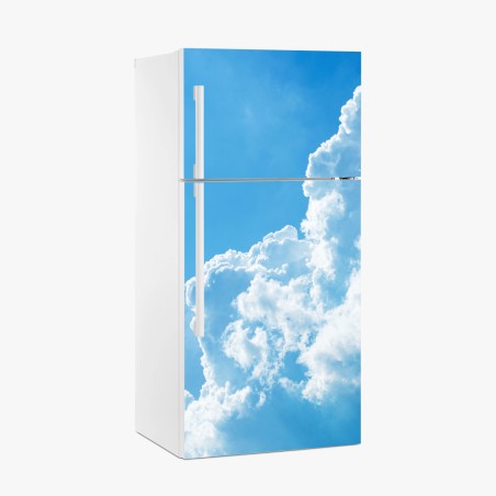Fridge sticker soft blue sky with fluffy clouds • Wallissimo®