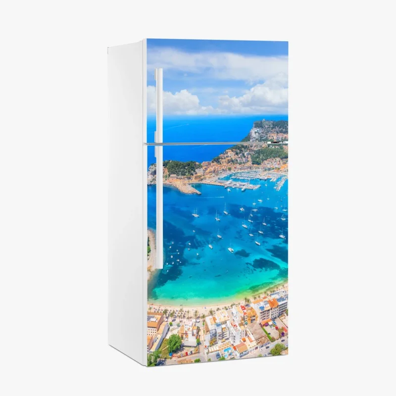 Fridge sticker aerial view of Port de Sóller bay